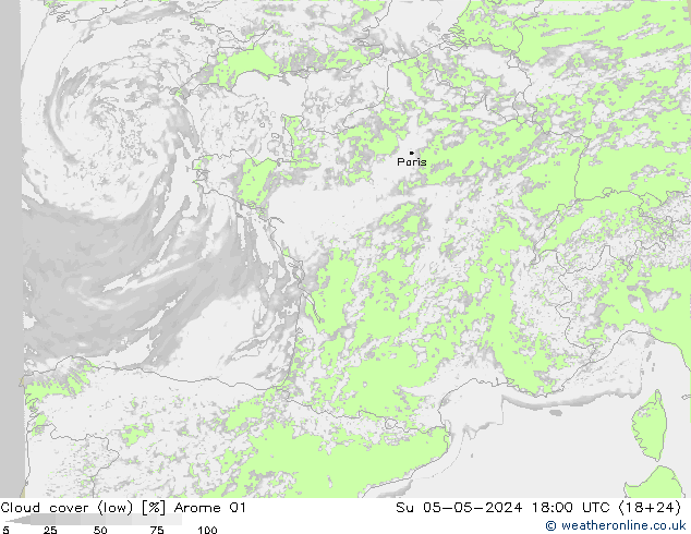 Bulutlar (düşük) Arome 01 Paz 05.05.2024 18 UTC