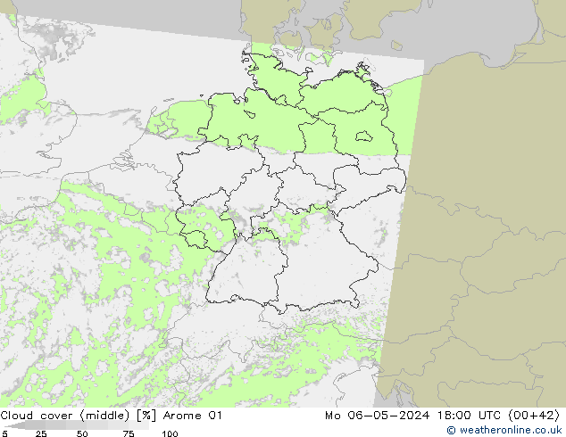 oblačnosti uprostřed Arome 01 Po 06.05.2024 18 UTC