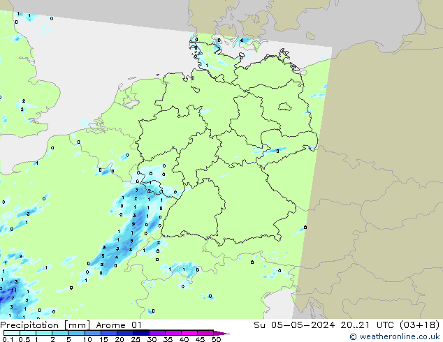 Yağış Arome 01 Paz 05.05.2024 21 UTC
