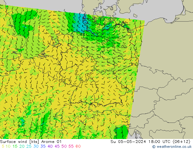 Surface wind Arome 01 Su 05.05.2024 18 UTC