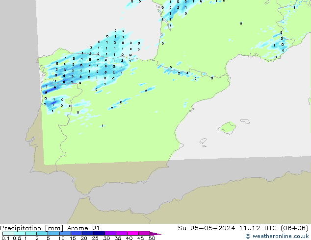 Precipitación Arome 01 dom 05.05.2024 12 UTC
