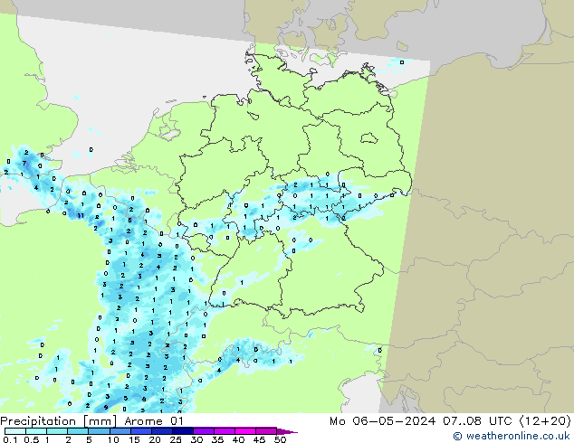 Niederschlag Arome 01 Mo 06.05.2024 08 UTC