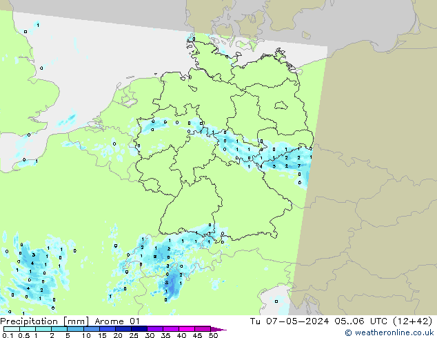 precipitação Arome 01 Ter 07.05.2024 06 UTC