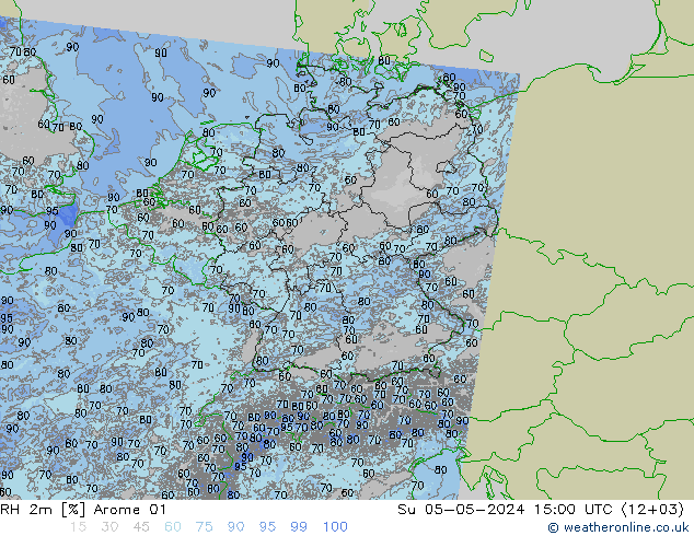 RV 2m Arome 01 zo 05.05.2024 15 UTC