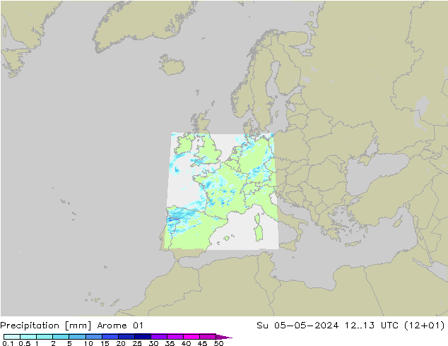 Precipitation Arome 01 Su 05.05.2024 13 UTC