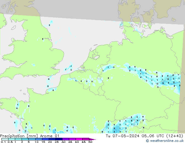 Precipitation Arome 01 Tu 07.05.2024 06 UTC