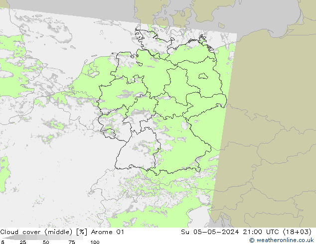 Bewolking (Middelb.) Arome 01 zo 05.05.2024 21 UTC
