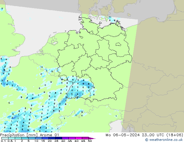 Srážky Arome 01 Po 06.05.2024 00 UTC