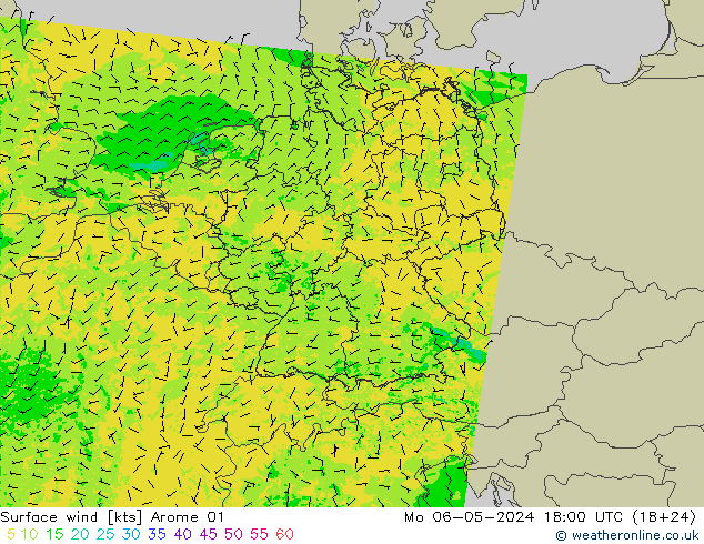 Bodenwind Arome 01 Mo 06.05.2024 18 UTC