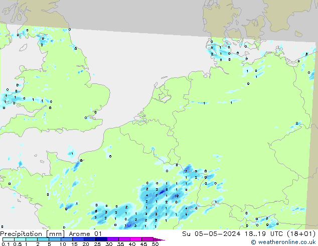 Precipitation Arome 01 Su 05.05.2024 19 UTC