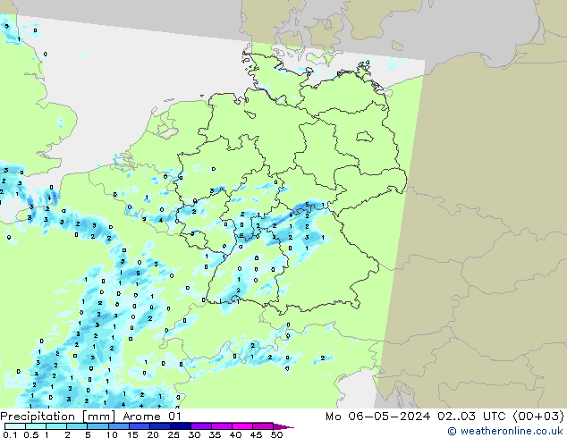 Yağış Arome 01 Pzt 06.05.2024 03 UTC