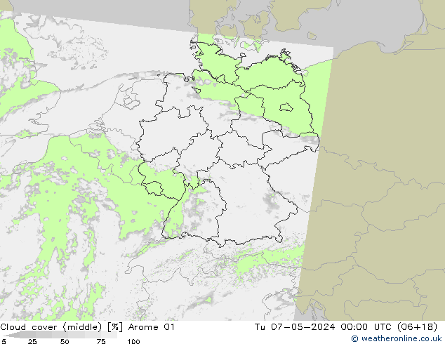 nuvens (médio) Arome 01 Ter 07.05.2024 00 UTC