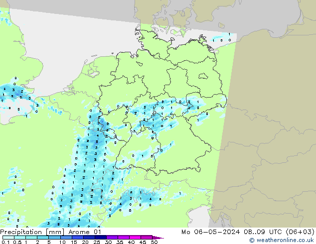 Precipitazione Arome 01 lun 06.05.2024 09 UTC