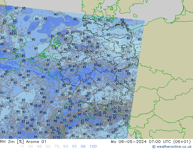 RH 2m Arome 01 Mo 06.05.2024 07 UTC