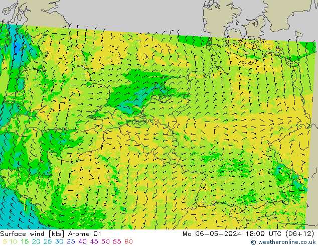 Surface wind Arome 01 Po 06.05.2024 18 UTC