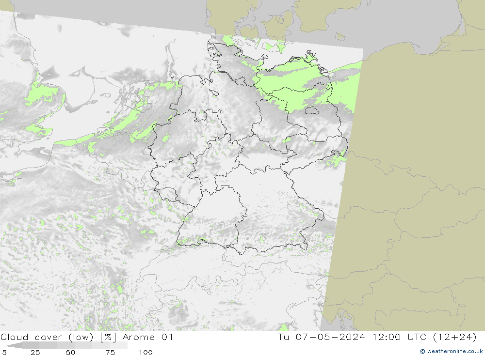 nuvens (baixo) Arome 01 Ter 07.05.2024 12 UTC