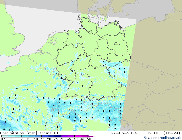 Precipitazione Arome 01 mar 07.05.2024 12 UTC