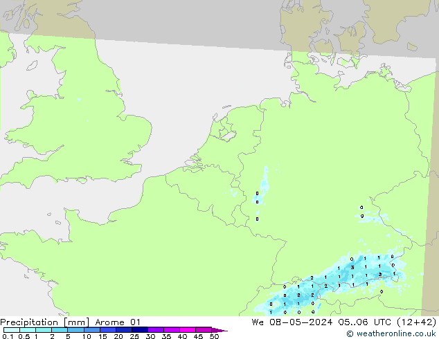 Precipitation Arome 01 We 08.05.2024 06 UTC