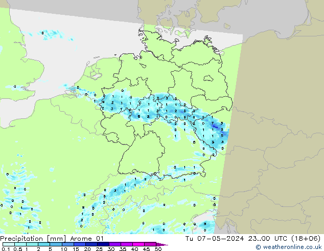 Precipitation Arome 01 Tu 07.05.2024 00 UTC