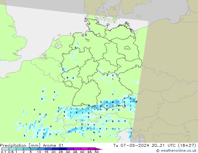 Precipitation Arome 01 Tu 07.05.2024 21 UTC