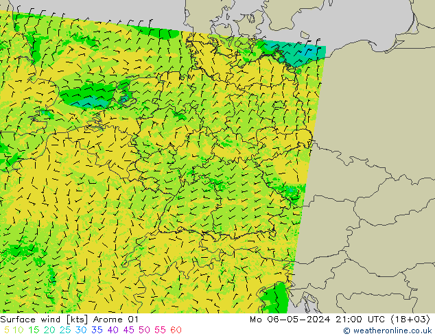 Surface wind Arome 01 Po 06.05.2024 21 UTC