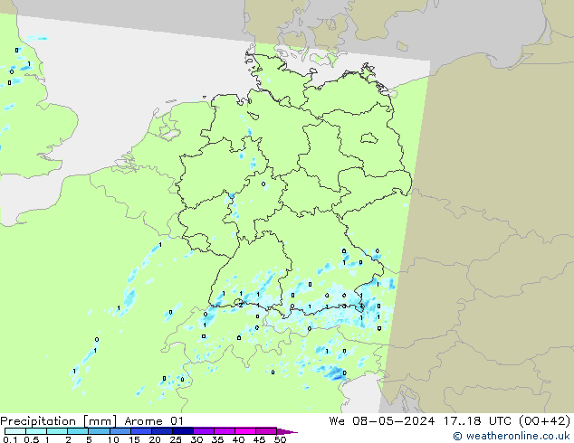 precipitação Arome 01 Qua 08.05.2024 18 UTC