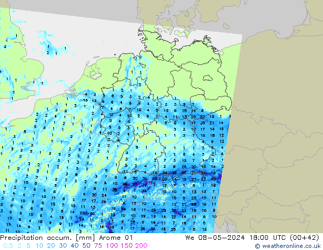 Precipitation accum. Arome 01 St 08.05.2024 18 UTC