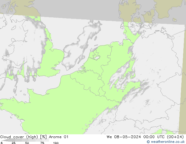 Wolken (hohe) Arome 01 Mi 08.05.2024 00 UTC