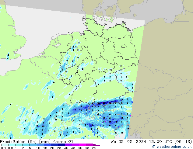Yağış (6h) Arome 01 Çar 08.05.2024 00 UTC