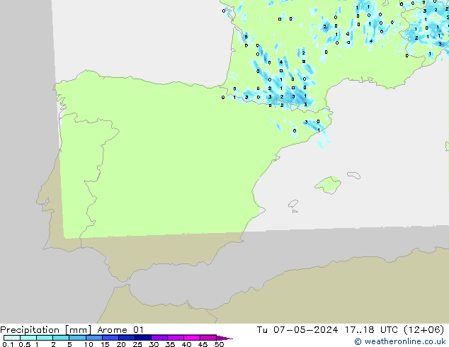Precipitation Arome 01 Tu 07.05.2024 18 UTC