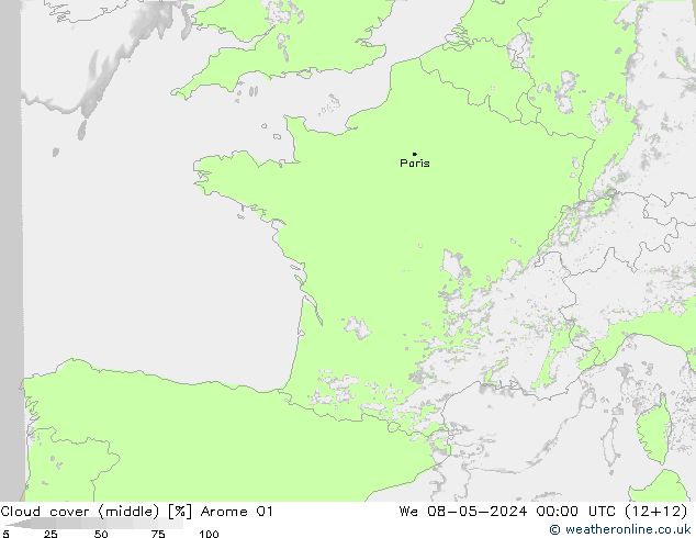 Bulutlar (orta) Arome 01 Çar 08.05.2024 00 UTC