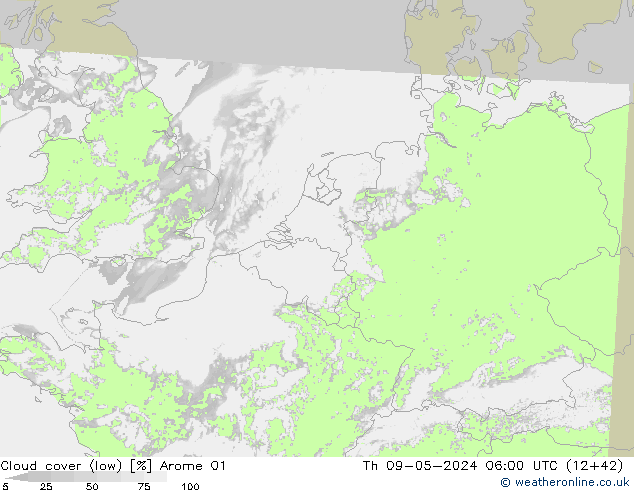 zachmurzenie (niskie) Arome 01 czw. 09.05.2024 06 UTC