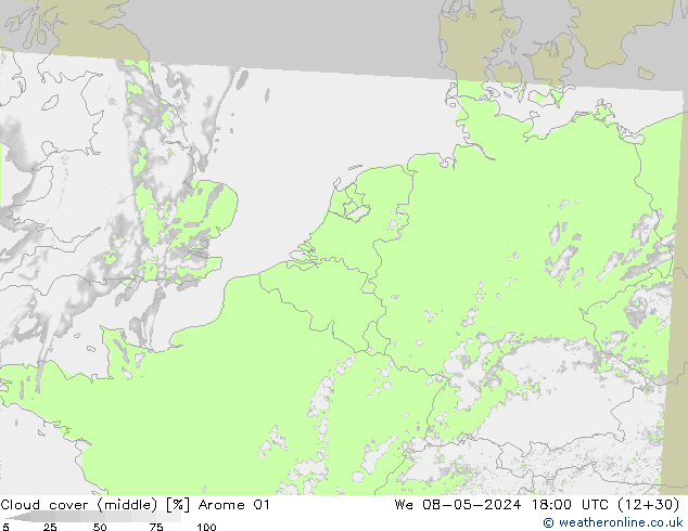 zachmurzenie (środk.) Arome 01 śro. 08.05.2024 18 UTC