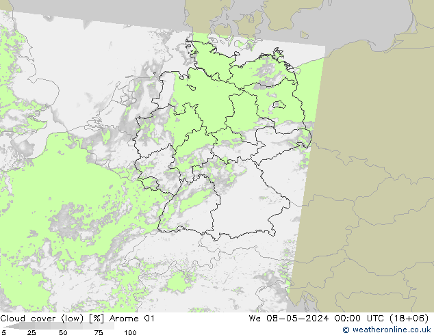 zachmurzenie (niskie) Arome 01 śro. 08.05.2024 00 UTC
