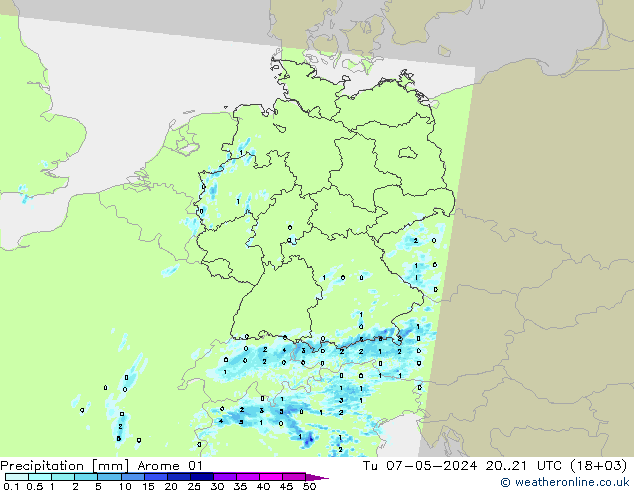Neerslag Arome 01 di 07.05.2024 21 UTC