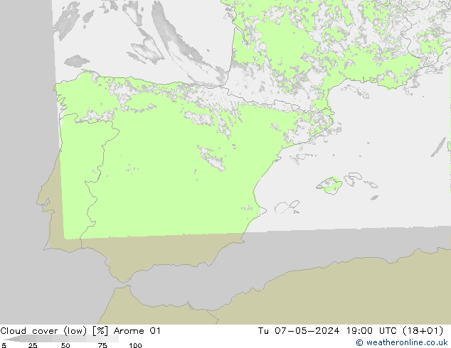 Nubes bajas Arome 01 mar 07.05.2024 19 UTC