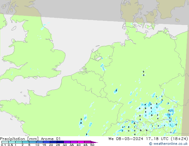 Precipitation Arome 01 We 08.05.2024 18 UTC