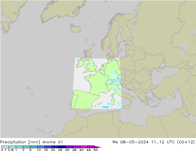 precipitação Arome 01 Qua 08.05.2024 12 UTC