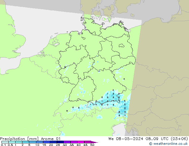 Yağış Arome 01 Çar 08.05.2024 09 UTC