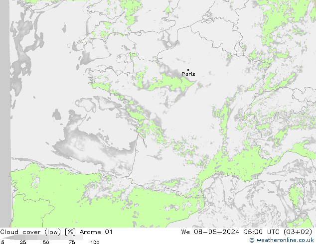 nuvens (baixo) Arome 01 Qua 08.05.2024 05 UTC