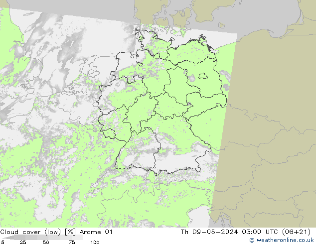 Wolken (tief) Arome 01 Do 09.05.2024 03 UTC