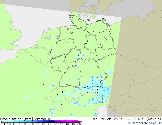 Niederschlag Arome 01 Mi 08.05.2024 12 UTC