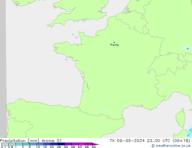 осадки Arome 01 чт 09.05.2024 00 UTC