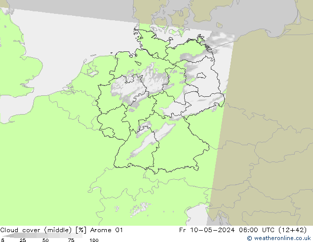 Nuages (moyen) Arome 01 ven 10.05.2024 06 UTC