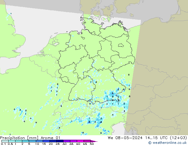 precipitação Arome 01 Qua 08.05.2024 15 UTC