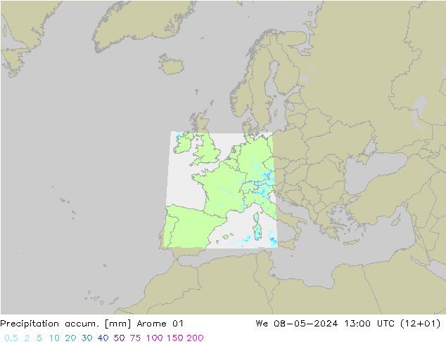 Nied. akkumuliert Arome 01 Mi 08.05.2024 13 UTC