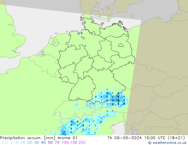 Precipitation accum. Arome 01 gio 09.05.2024 15 UTC