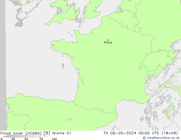 Wolken (mittel) Arome 01 Do 09.05.2024 00 UTC