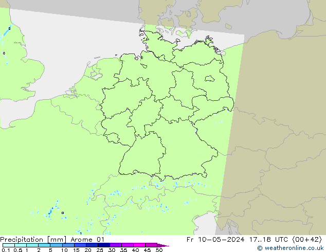 Srážky Arome 01 Pá 10.05.2024 18 UTC
