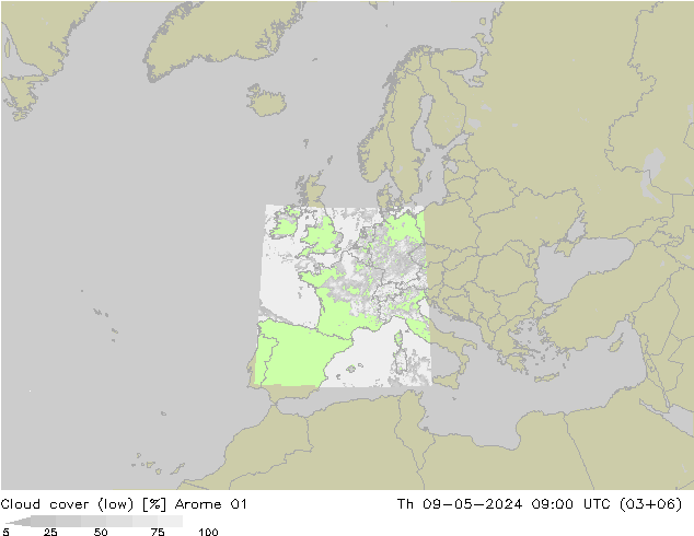 云 (低) Arome 01 星期四 09.05.2024 09 UTC